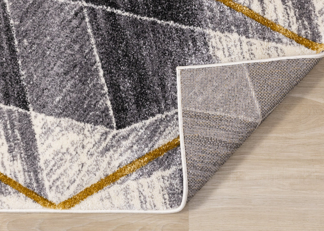 Soho Grey White Yellow Shaded Diamonds Rug - Furniture Depot