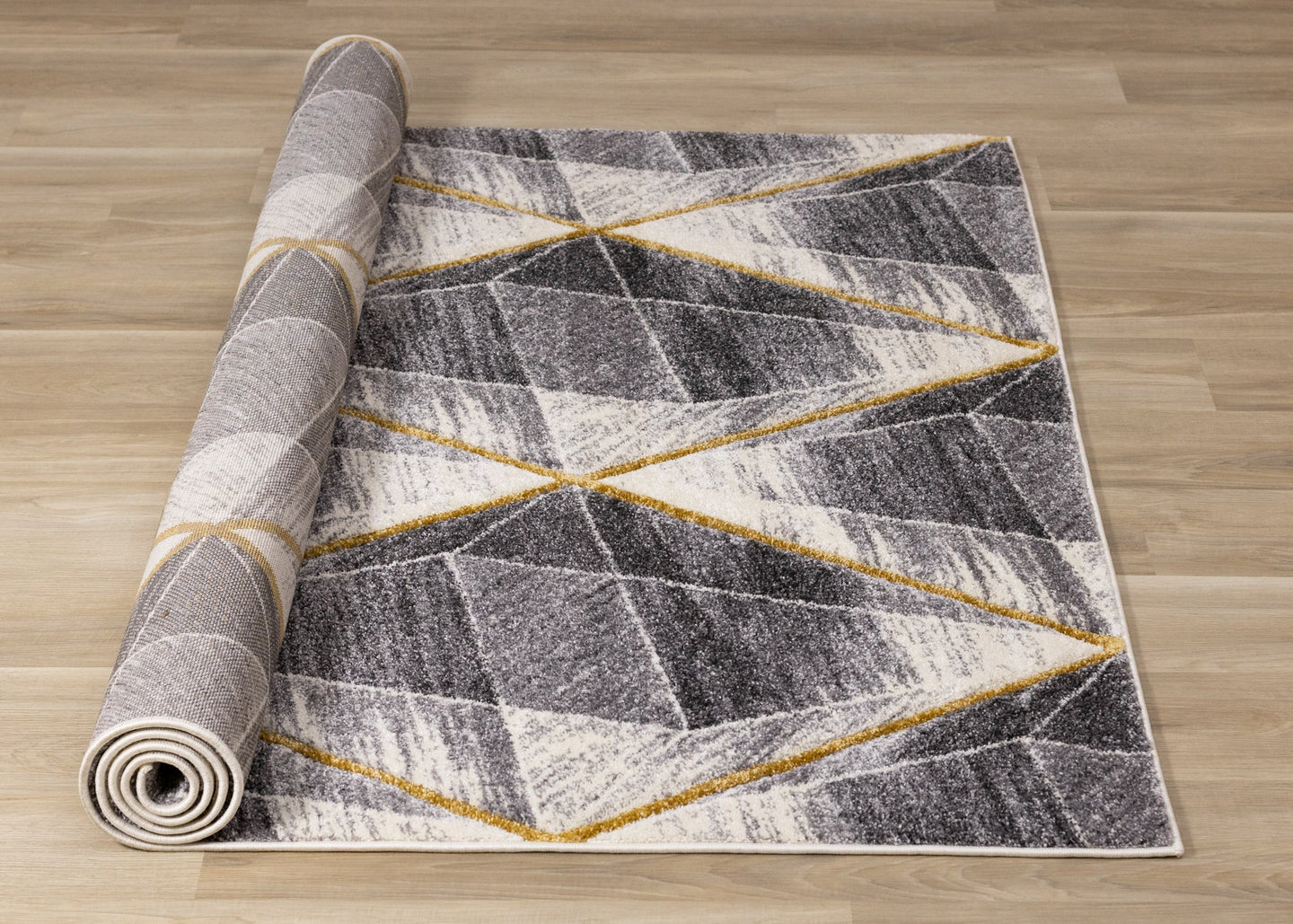 Soho Grey White Yellow Shaded Diamonds Rug - Furniture Depot