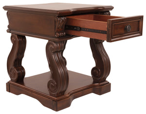 Alymere Square End Table - Rustic Brown - Furniture Depot (6658577137837)