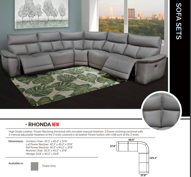 RHONDA 5 PC ALL LEATHER RECLINING COLLECTION - Furniture Depot