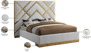 Vector White Faux Leather Bed - Furniture Depot