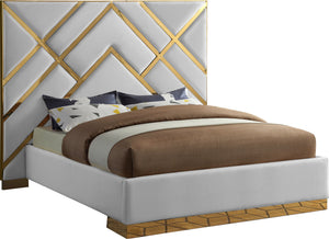 Vector White Faux Leather Bed - Furniture Depot