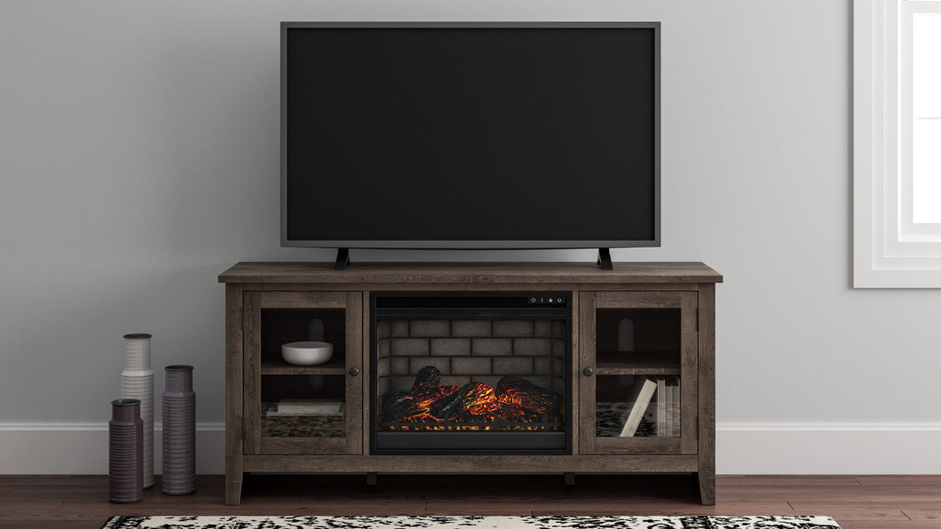 Arlenbry LG TV Stand w/Fireplace - Gray - Furniture Depot