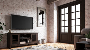 Camiburg LG TV Stand w/Fireplace Option - Warm Brown - Furniture Depot