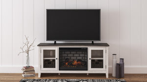 Dorrinson LG TV Stand w/Fireplace Logs - Two-tone - Furniture Depot (6708138148013)