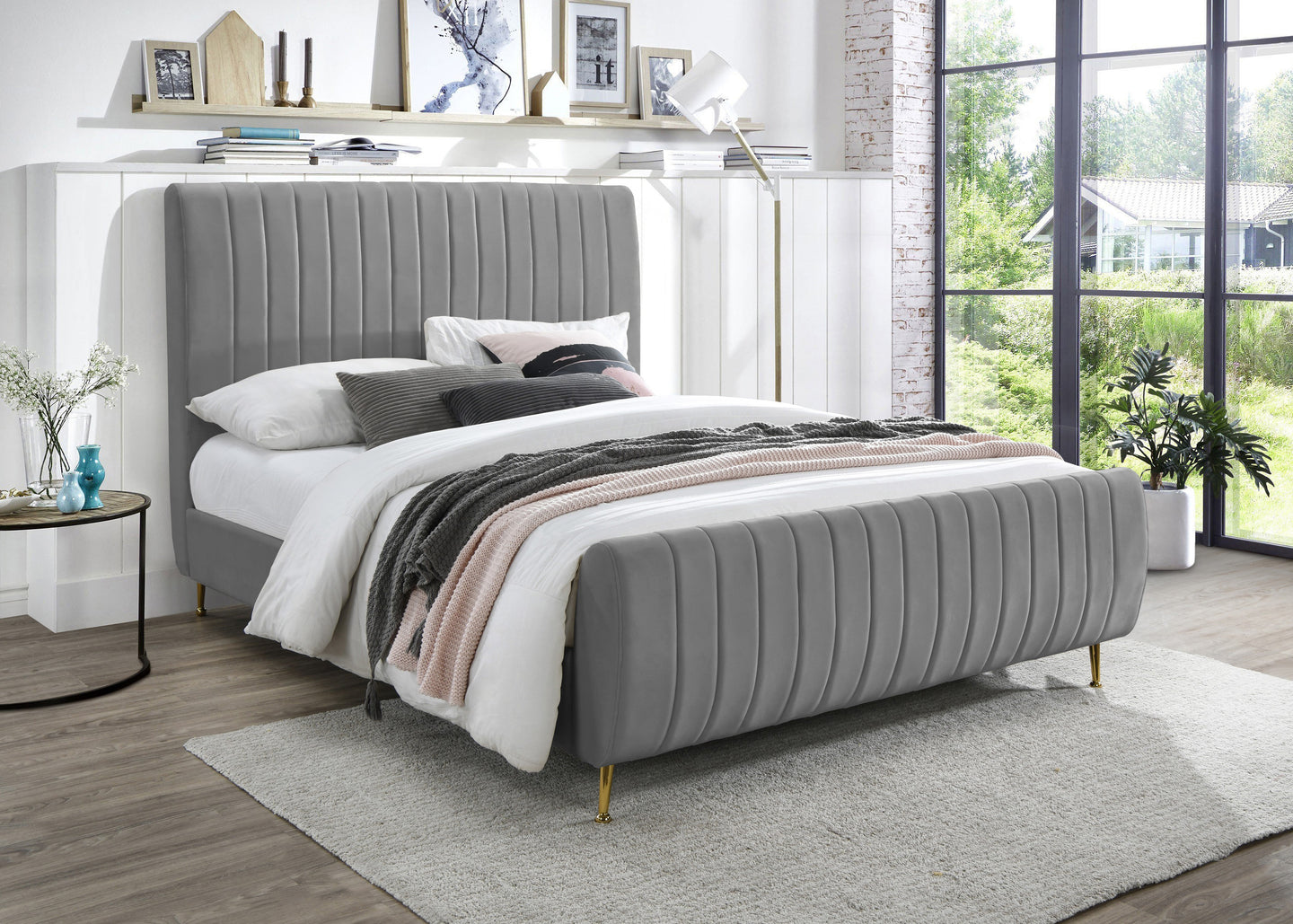 Zara Velvet Bed (3 Boxes) - Furniture Depot