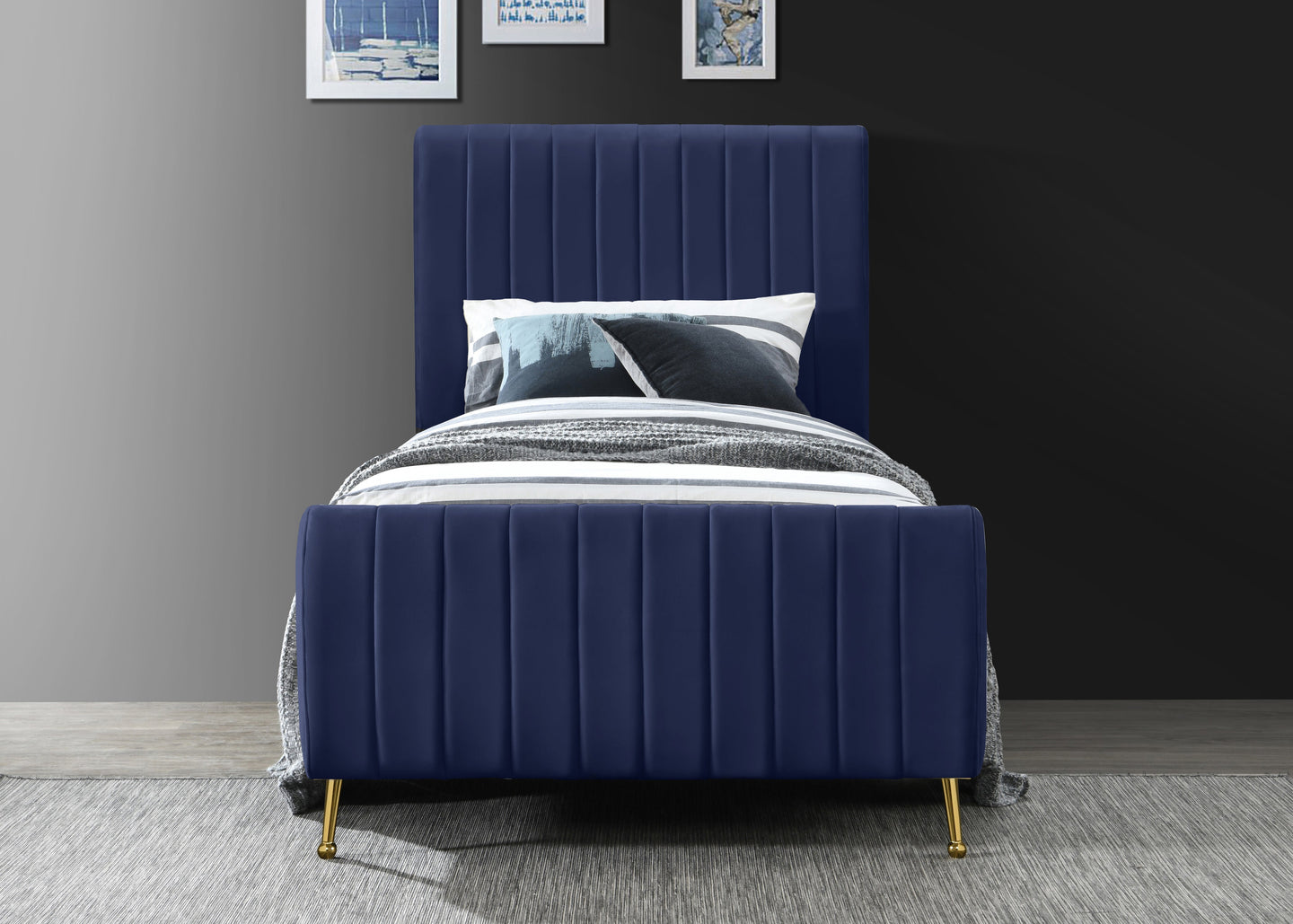 Zara Velvet Bed (3 Boxes) - Furniture Depot