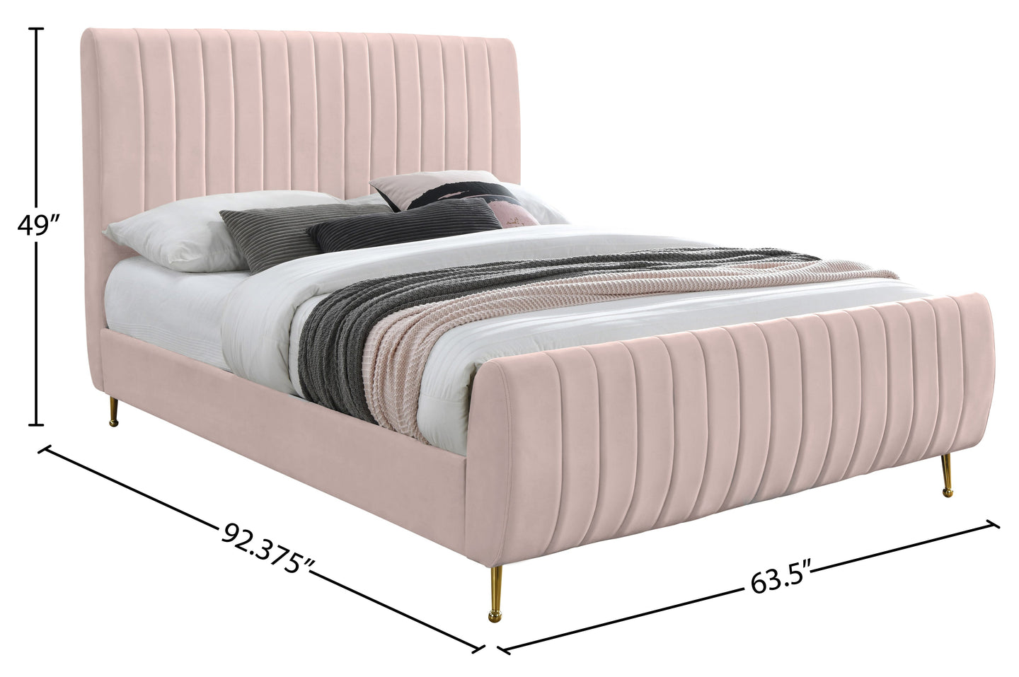 Zara Velvet Bed (3 Boxes) - Furniture Depot