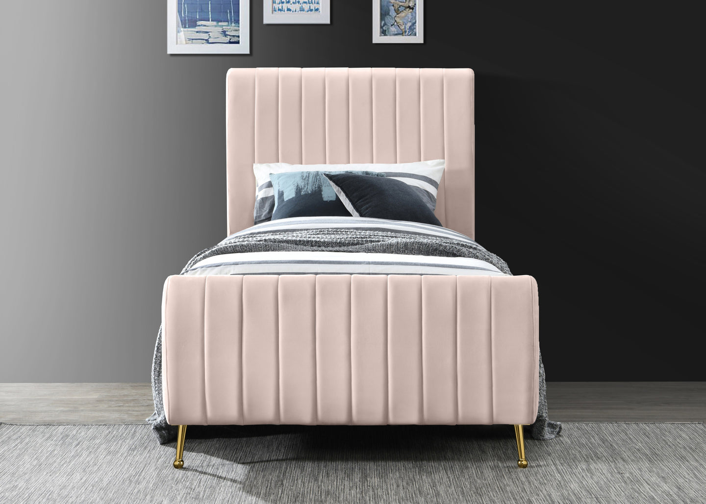 Zara Velvet Bed (3 Boxes) - Furniture Depot