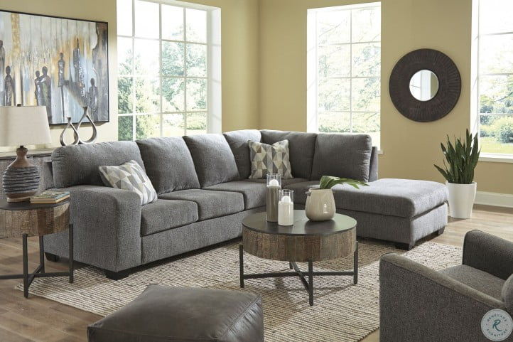 Dalhart Charcoal 3 Pc Right Arm Facing Chaise Sectional, Rocker Recliner