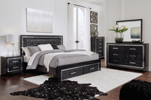 Load image into Gallery viewer, Kaydell Black Upholstered Panel Bed With 2 Storage Drawers