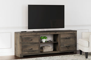 Trinell Brown 72" TV Stand With Fireplace Insert Glass/Stone