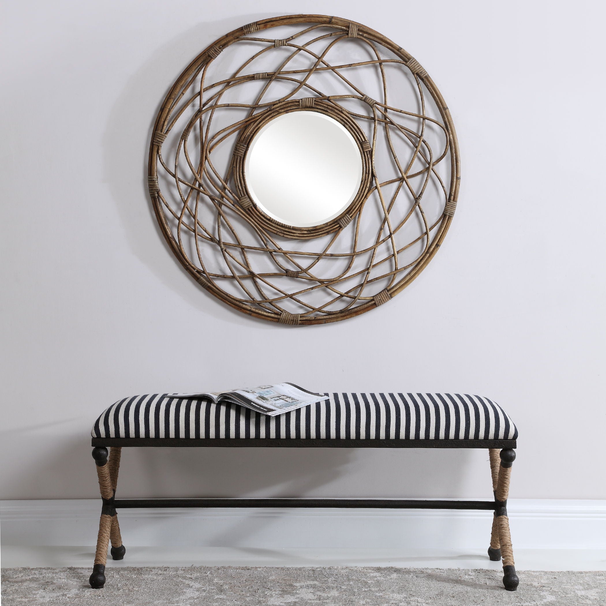 Braddock Striped Bench Black