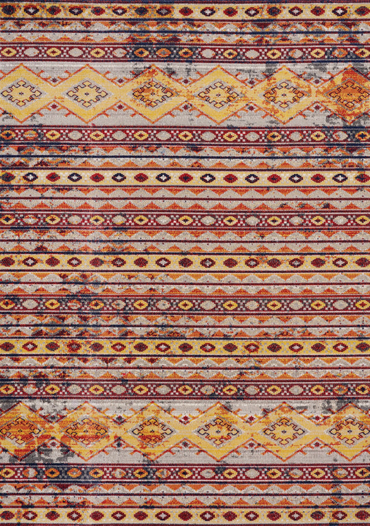 Sara Red Orange Yellow Southwestern Stripe Rug - Furniture Depot