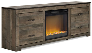 Trinell Brown 72" TV Stand With Fireplace Insert Glass/Stone