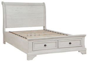 Robbinsdale Antique White 5 Pc. Dresser, Mirror, Sleigh Storage Bed