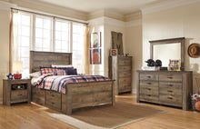 Load image into Gallery viewer, Trinell Brown Panel Bed With 2 Storage Drawers