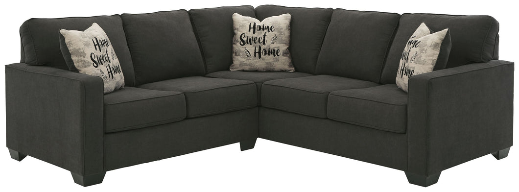 Lucina Charcoal Left Arm Facing Loveseat 2 Pc Sectional