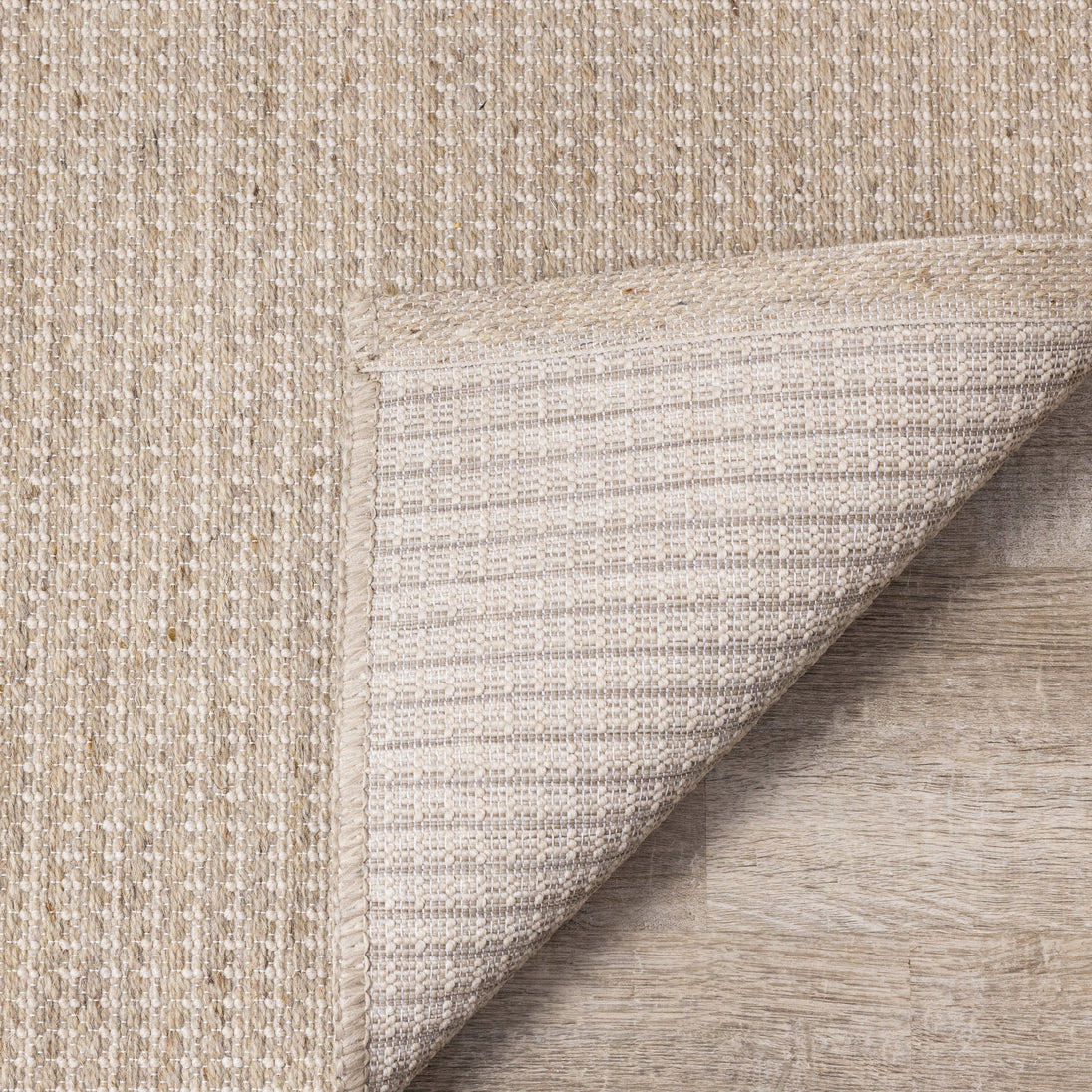 Peak Beige Variegated Texture Block Wool Rug - Furniture Depot