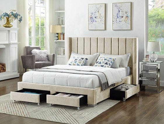 Channtel Velvet Storage Platform Bed - Furniture Depot