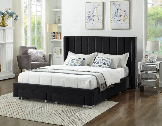 Channtel Velvet Storage Platform Bed - Furniture Depot