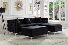 Load image into Gallery viewer, Emma Collection-Velvet Reversible Sofa Sectional With Deep Tufting and nail head - Furniture Depot