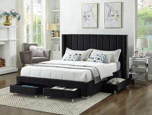 Channtel Velvet Storage Platform Bed - Furniture Depot