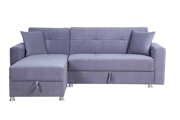 9470 Jupiter Reversible Sleeper Sectional w/ Storage - Grey Fabric - Furniture Depot