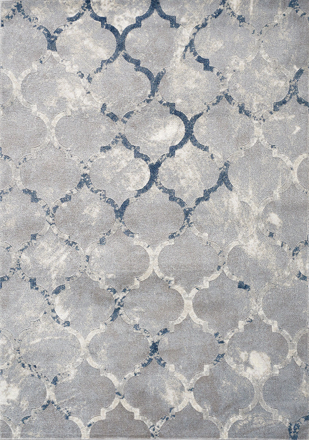 Alida Grey Blue Elegant Ogee Rug - Furniture Depot