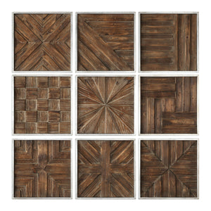 Bryndle Rustic Wooden Squares (Set of 9) Brown, Dark