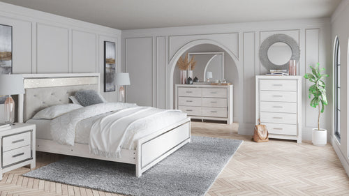 Altyra White 5 Pc. Dresser, Mirror, Panel Bed - King