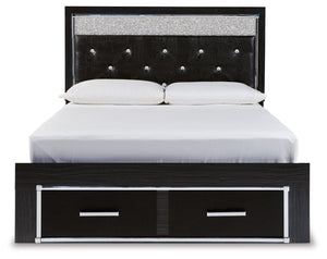 Kaydell Black 5 Pc. Dresser, Mirror, Upholstered Glitter Panel Storage Bed
