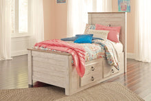 Load image into Gallery viewer, Willowton Whitewash Panel Bed With 2 Storage Drawers