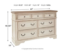 Load image into Gallery viewer, Realyn Two tone 5 Pc. Dresser, Mirror, Upholstered Panel Bed