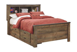 Trinell Brown Bookcase Bed With 2 Storage Drawers