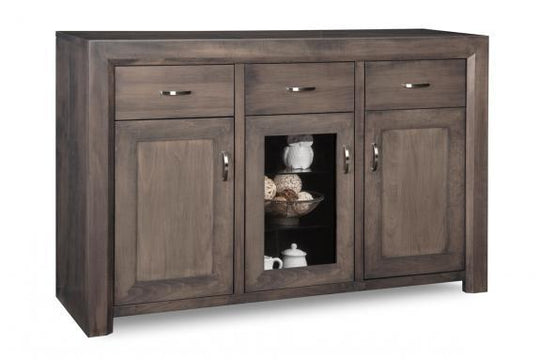 Contempo Sideboard w/2 Wood Doors &1/Center Glass Door &3/Dwrs & 2/Wood & Glass Adjust - Furniture Depot (4605136797798)