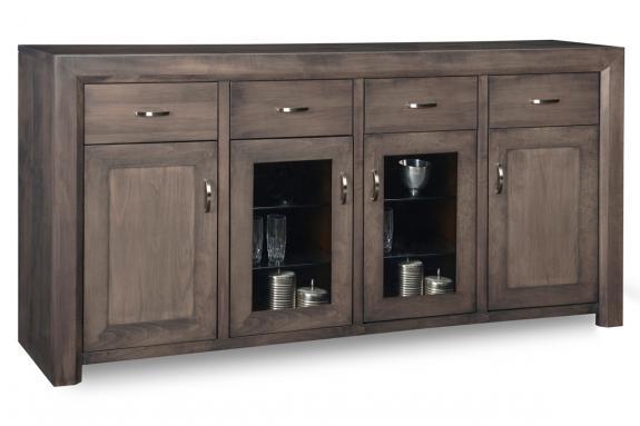 Contempo Sideboard w/2 Wood Doors &2/Center Glass Door &4/Dwrs & 2/Wood & Glass Adjust - Furniture Depot (4605136699494)