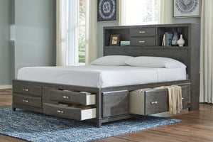 Caitbrook Gray Storage Bed With 8 Drawers - king