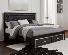 Load image into Gallery viewer, Kaydell Black Upholstered Panel Bed With 2 Storage Drawers