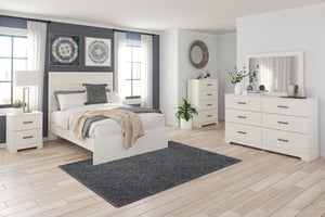 Stelsie White 4 Pc. Dresser, Mirror, Panel Bed