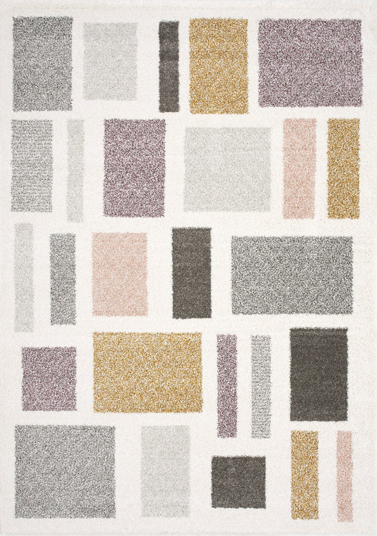 Sable Cream Purple Yellow Blocks Rug - Furniture Depot