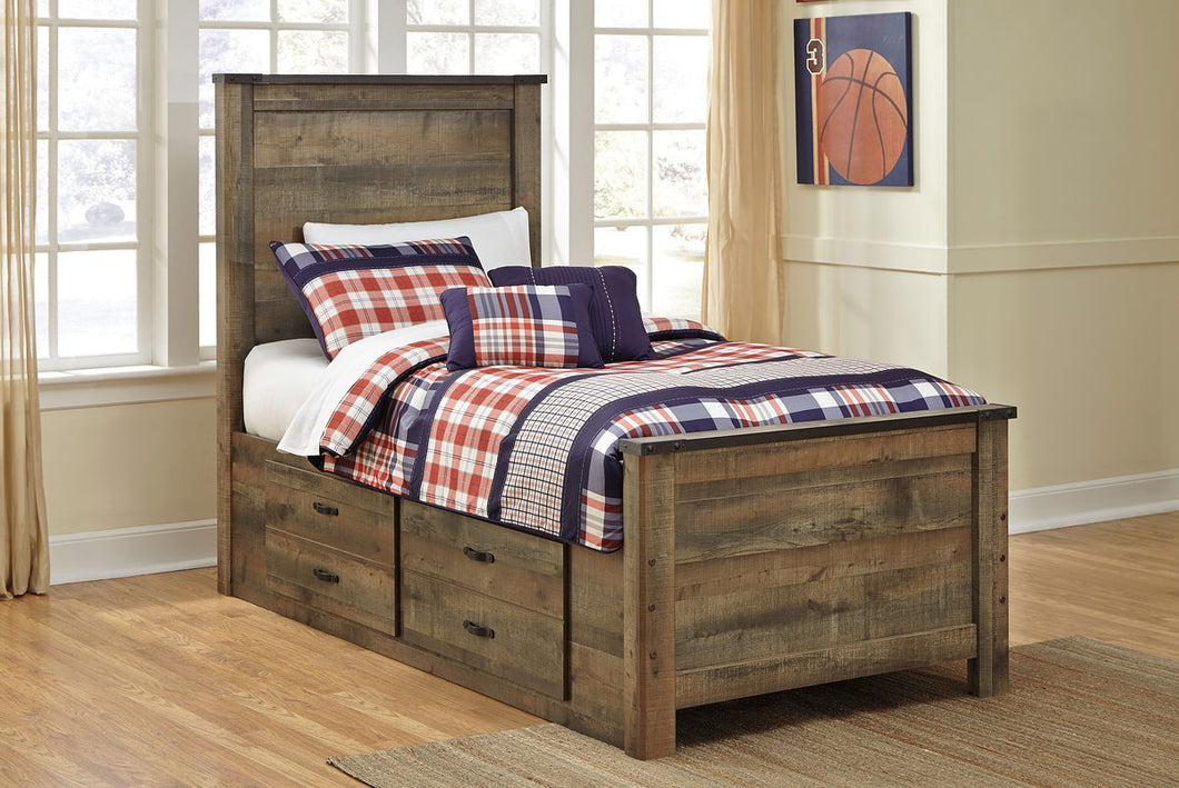 Trinell Brown Panel Bed With 2 Storage Drawers