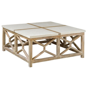 Catali Stone Coffee Table White & Light Brown