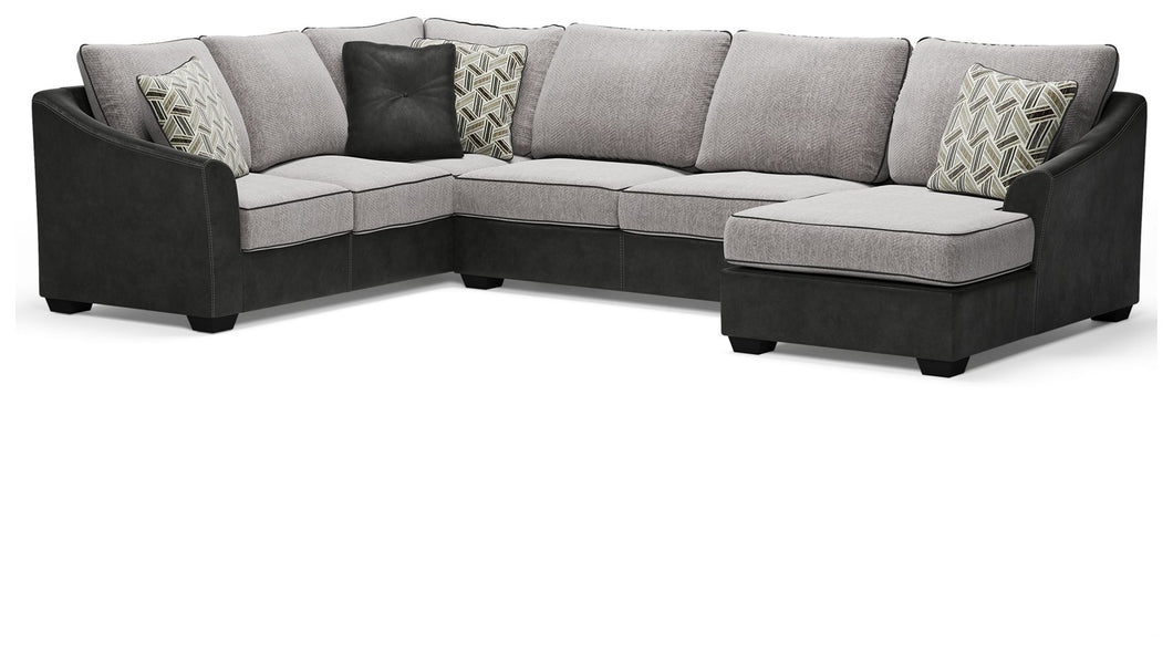 Bilgray Pewter Right Arm Facing Chaise 3 Pc Sectional