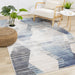 Fresco Cream Blue Grey Distressed Diamond Pattern Rug - Furniture Depot