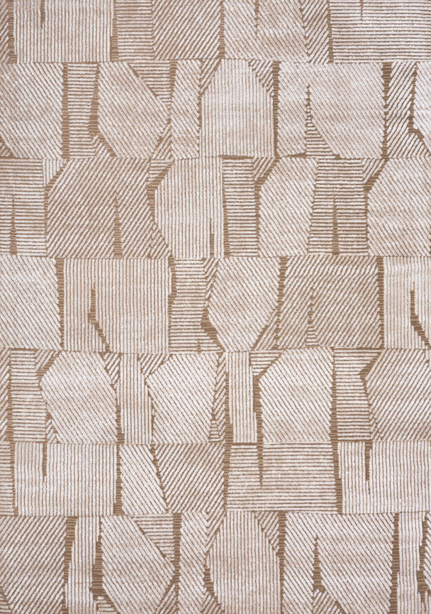 Darcy Cream Brown Distressed Corduroy Plush Rug - Furniture Depot