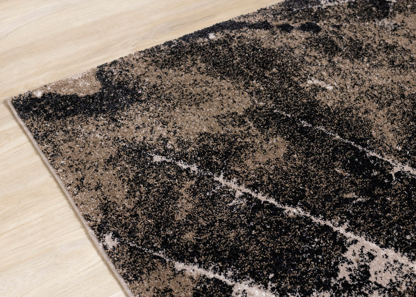 Breeze Brown Beige Black Distressed Leaf Rug - Furniture Depot