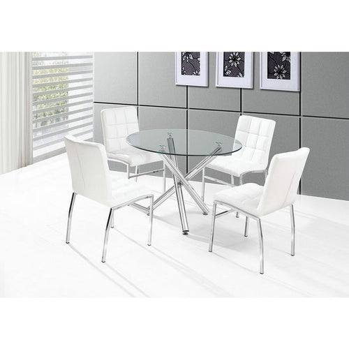 Weston 5PC Dining Set - White/Chrome - Furniture Depot