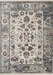 Serene Cream Blue Intricate Border Rug - Furniture Depot