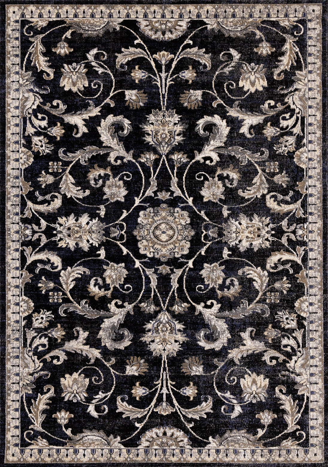 Sara Black Grey Elegant Traditional Rug - Furniture Depot